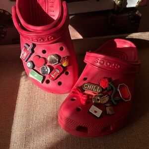 Red Crocs with Charms